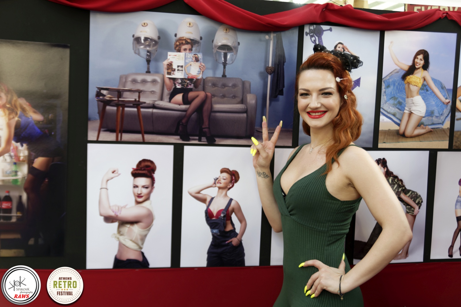 Models Attending the 'Pin-up Girls: the second wave' Exhibition next to their photos: Reggina