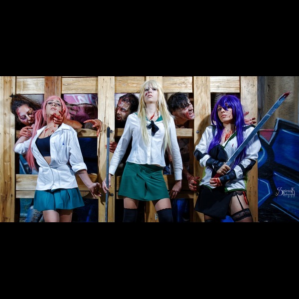 Highschool of the Dead, students vs zombies