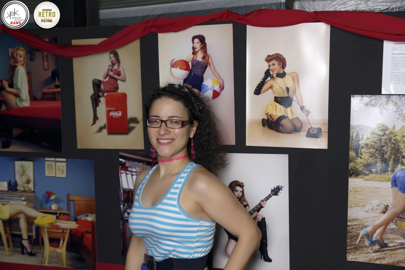 Models Attending the 'Pin-up Girls: the second wave' Exhibition next to their photos: Eleni
